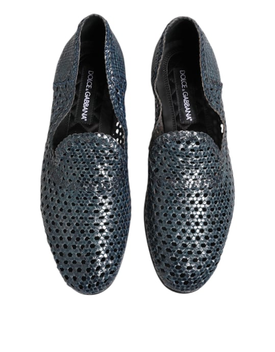 Zapatos Mocasines de Cuero Trenzado Azul Dolce & Gabbana - Image 3