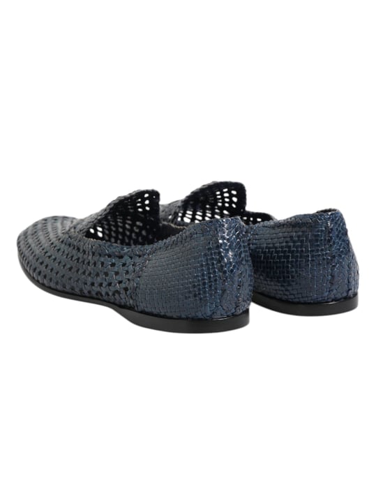 Zapatos Mocasines de Cuero Trenzado Azul Dolce & Gabbana - Image 5