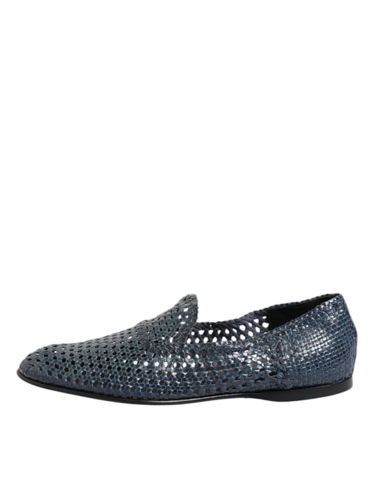 Zapatos Mocasines de Cuero Trenzado Azul Dolce & Gabbana - Image 6