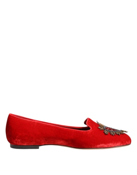 Zapatos Planos Dolce & Gabbana Red Velvet DG Heart - Image 1
