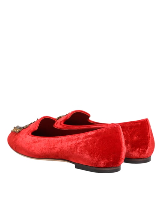 Zapatos Planos Dolce & Gabbana Red Velvet DG Heart - Image 6