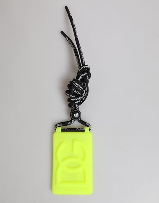 Porta credenciales ajustable de goma amarilla y verde con relieve DG de Dolce & Gabbana - Image 1