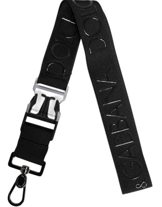 Llaveros de goma negra de poliéster elástico con logo DG de Dolce & Gabbana - Image 1