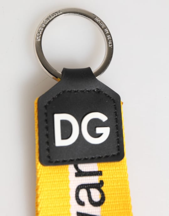 Llaveros de metal plateado con logotipo amarillo de Dolce & Gabbana en poliéster - Image 4