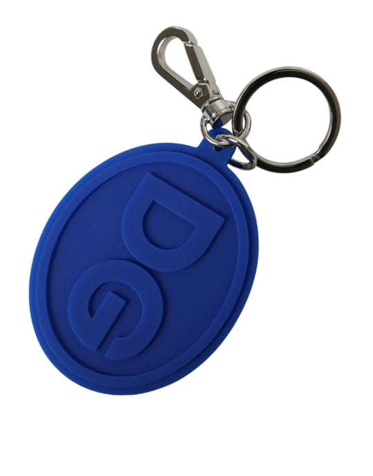 Llavero de metal plateado con logo DG en goma azul de Dolce & Gabbana - Image 2