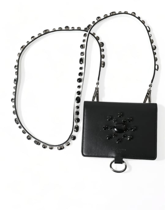 Tarjetero de cuero negro con adornos de cristal Dolce & Gabbana - Image 1