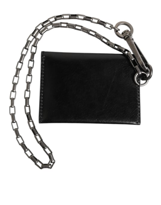 Billetera de Piel Negra Cavallo con Cadena y Snap Bifold de Dolce & Gabbana - Image 5