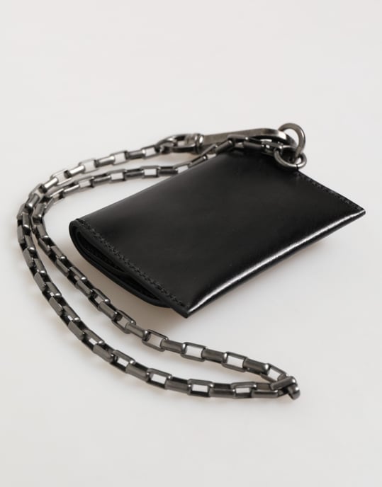 Billetera de Piel Negra Cavallo con Cadena y Snap Bifold de Dolce & Gabbana - Image 6