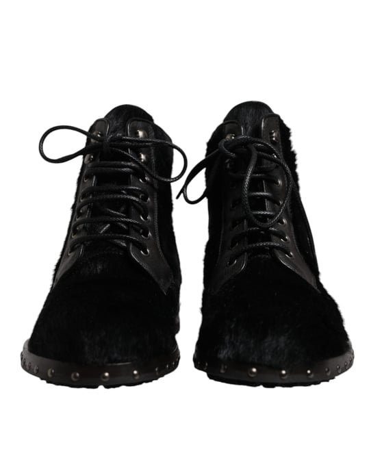 Botas de cuero negras estilo pony de Dolce & Gabbana hasta la mitad de la pantorrilla - Image 2