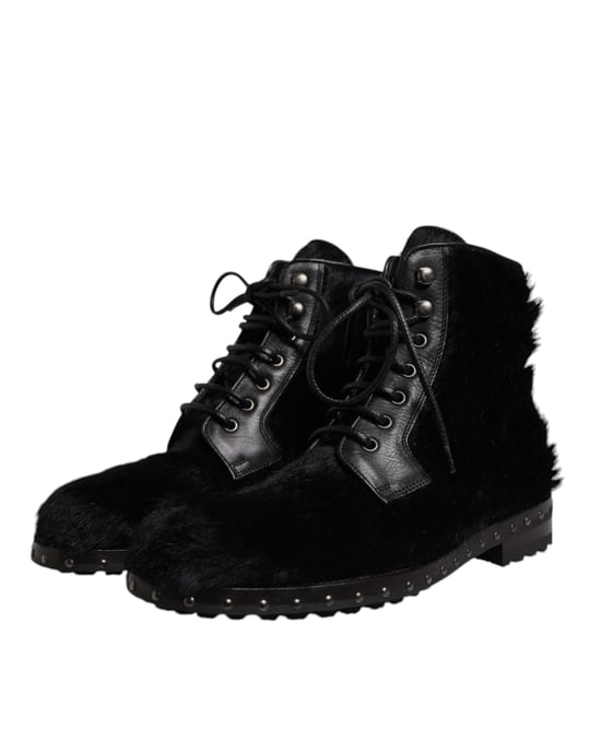 Botas de cuero negras estilo pony de Dolce & Gabbana hasta la mitad de la pantorrilla - Image 3