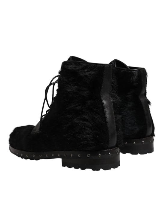 Botas de cuero negras estilo pony de Dolce & Gabbana hasta la mitad de la pantorrilla - Image 4