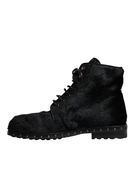 Botas de cuero negras estilo pony de Dolce & Gabbana hasta la mitad de la pantorrilla - Image 5