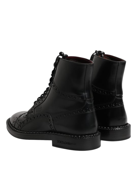 Botas de media caña negras de cuero con cordones de Dolce & Gabbana - Image 5