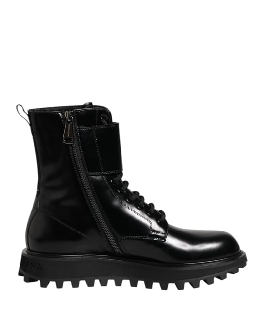 Botas de media caña de cuero negro con cordones Dolce & Gabbana - Image 1