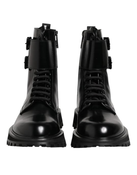 Botas de media caña de cuero negro con cordones Dolce & Gabbana - Image 2