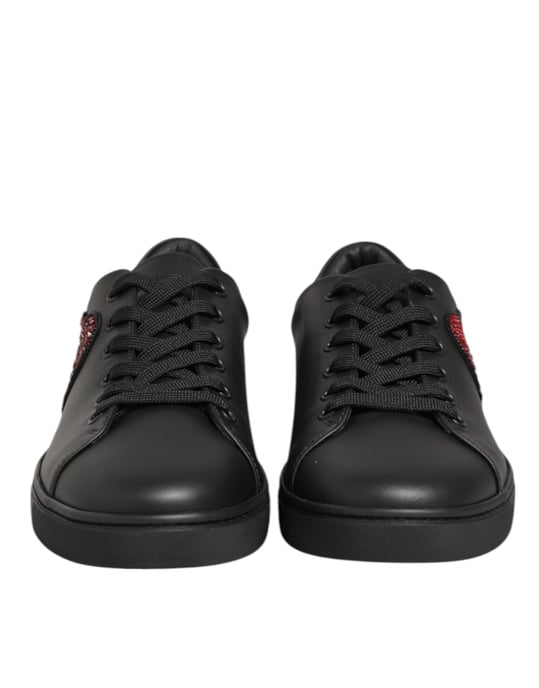 Zapatillas de cuero negro con corazón de cristal de Dolce & Gabbana - Image 2