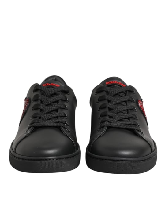 Zapatillas bajas de piel negra con corazón de cristal de Dolce & Gabbana - Image 3