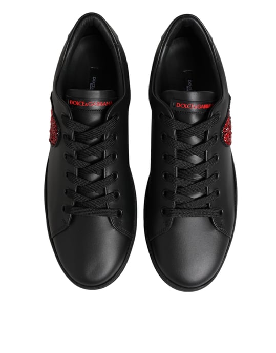 Zapatillas bajas de piel negra con corazón de cristal de Dolce & Gabbana - Image 4