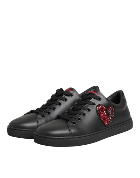 Zapatillas bajas de piel negra con corazón de cristal de Dolce & Gabbana - Image 5