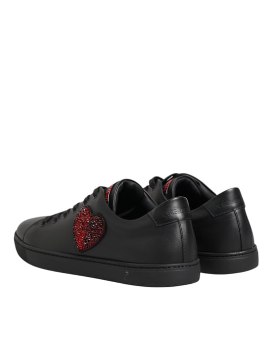 Zapatillas bajas de piel negra con corazón de cristal de Dolce & Gabbana - Image 6