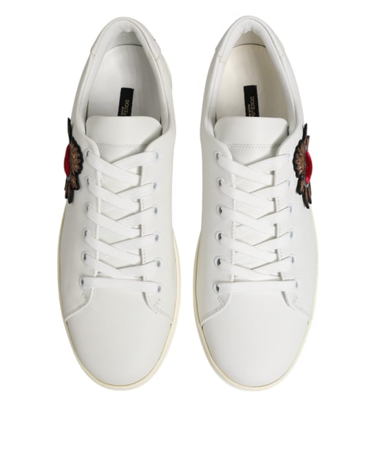 Zapatillas de cuero blanco con parche de corazón sagrado de Dolce & Gabbana - Image 4