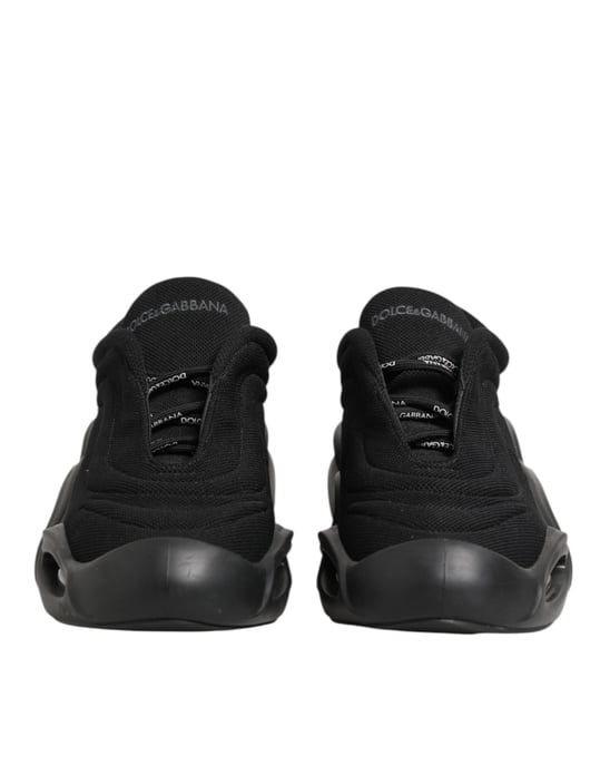 Zapatos deportivos para hombre Dolce & Gabbana de lona negra con cordones Wave Low Top - Image 2