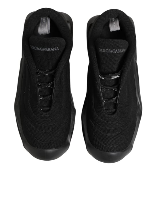 Zapatos deportivos para hombre Dolce & Gabbana de lona negra con cordones Wave Low Top - Image 3