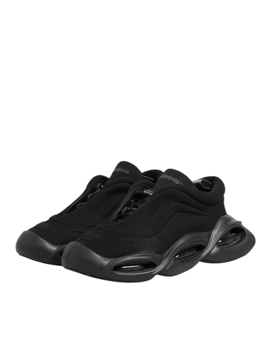 Zapatos deportivos para hombre Dolce & Gabbana de lona negra con cordones Wave Low Top - Image 4