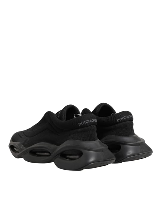 Zapatos deportivos para hombre Dolce & Gabbana de lona negra con cordones Wave Low Top - Image 5