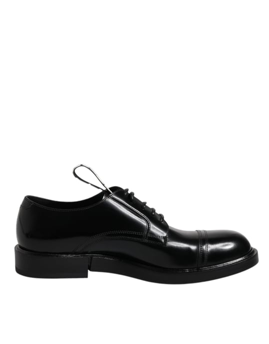 Zapatos Formales Derby de Cuero Patente Negro Dolce & Gabbana - Image 1