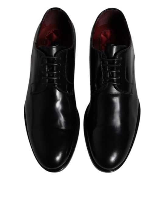 Zapatos de vestir formales con cordones Derby de cuero de ternera negra de Dolce & Gabbana - Image 3