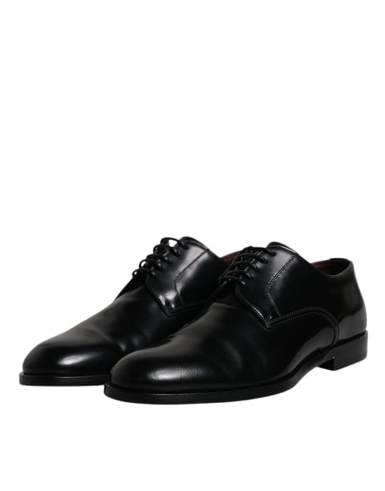 Zapatos de vestir formales con cordones Derby de cuero de ternera negra de Dolce & Gabbana - Image 4