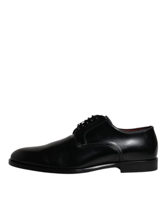 Zapatos de vestir formales con cordones Derby de cuero de ternera negra de Dolce & Gabbana - Image 6