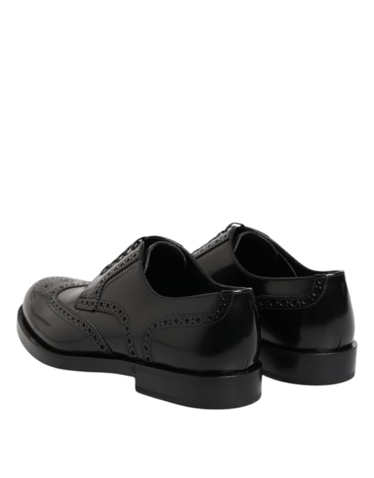 Zapatos formales Derby de ala brogue de cuero negro de Dolce & Gabbana - Image 5