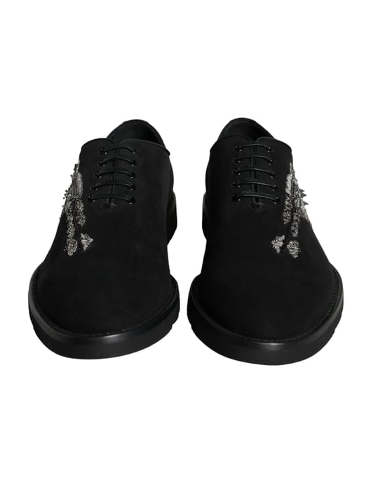 Zapatos Formales de Encaje en Ante Negro Sicilia de Dolce & Gabbana - Image 2