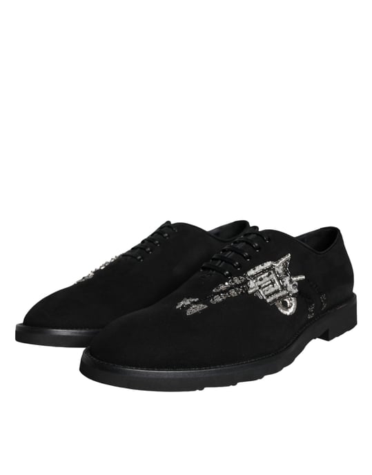 Zapatos Formales de Encaje en Ante Negro Sicilia de Dolce & Gabbana - Image 3