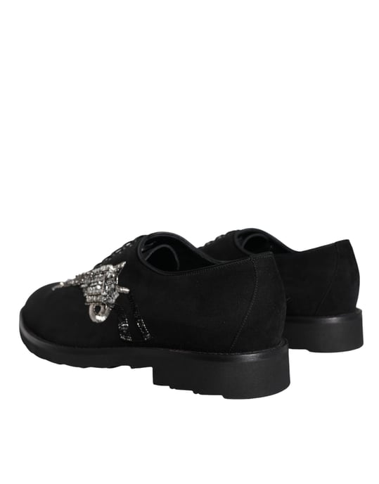 Zapatos Formales de Encaje en Ante Negro Sicilia de Dolce & Gabbana - Image 4