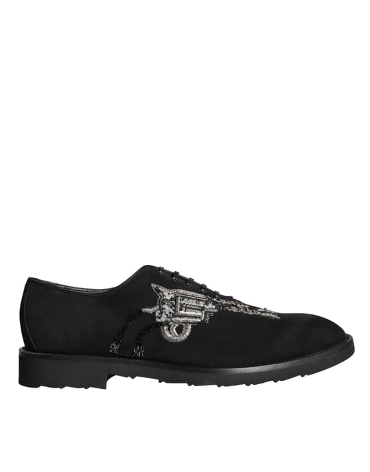 Zapatos Formales de Encaje en Ante Negro Sicilia de Dolce & Gabbana - Image 5