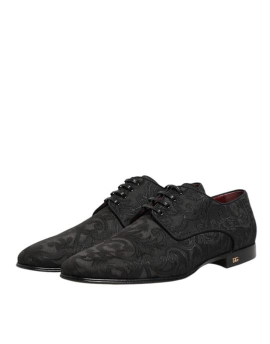 Zapatos de vestir Derby para hombre en encaje negro de brocado de Dolce & Gabbana - Image 5