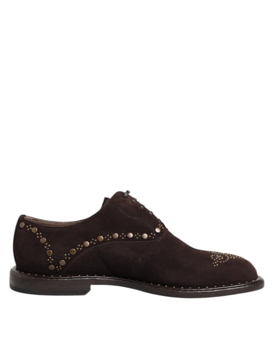 Zapatos de vestir Oxford de terciopelo marrón con cordones de Dolce & Gabbana - Image 1