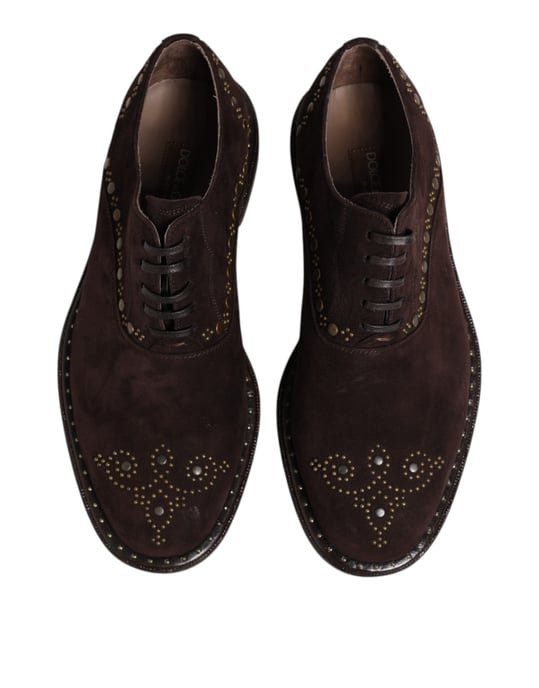 Zapatos de vestir Oxford de terciopelo marrón con cordones de Dolce & Gabbana - Image 3