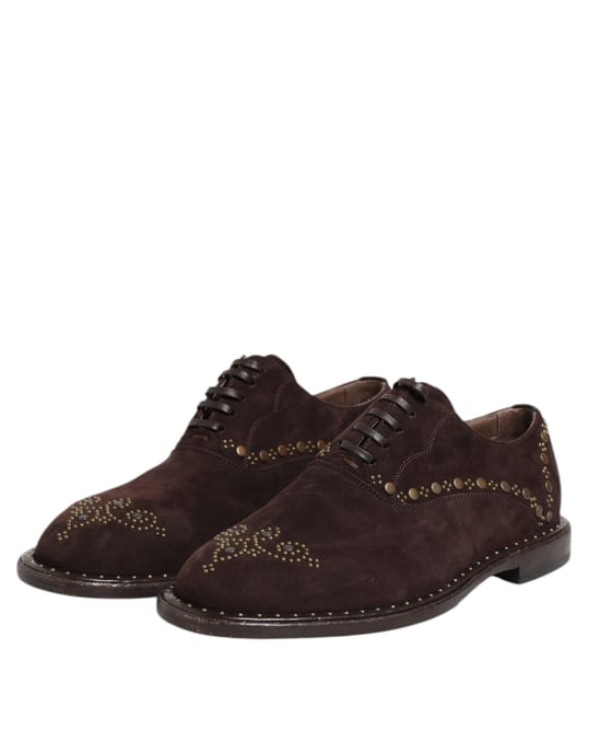 Zapatos de vestir Oxford de terciopelo marrón con cordones de Dolce & Gabbana - Image 4