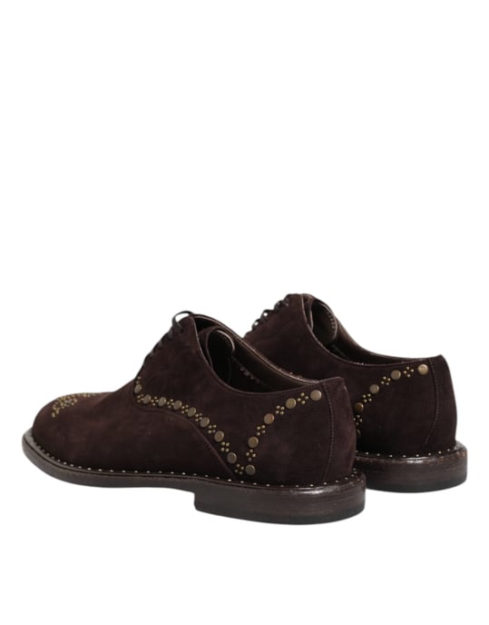 Zapatos de vestir Oxford de terciopelo marrón con cordones de Dolce & Gabbana - Image 5