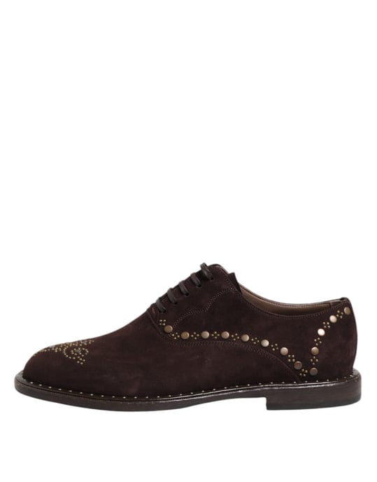 Zapatos de vestir Oxford de terciopelo marrón con cordones de Dolce & Gabbana - Image 6