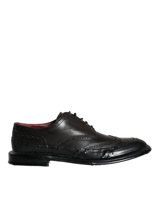 Zapatos Formales para Hombre Oxford con Punta Alada de Cuero Negro Dolce & Gabbana - Image 1