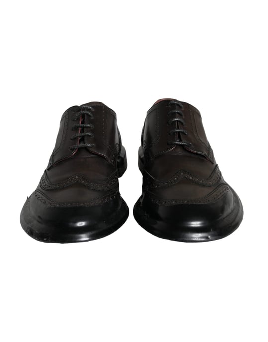 Zapatos Formales para Hombre Oxford con Punta Alada de Cuero Negro Dolce & Gabbana - Image 2