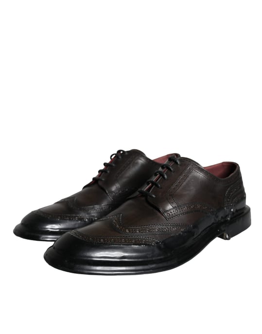Zapatos Formales para Hombre Oxford con Punta Alada de Cuero Negro Dolce & Gabbana - Image 3