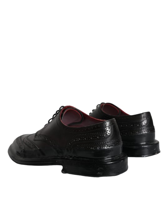 Zapatos Formales para Hombre Oxford con Punta Alada de Cuero Negro Dolce & Gabbana - Image 4