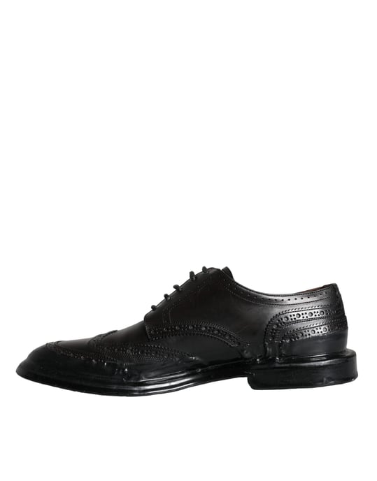 Zapatos Formales para Hombre Oxford con Punta Alada de Cuero Negro Dolce & Gabbana - Image 5