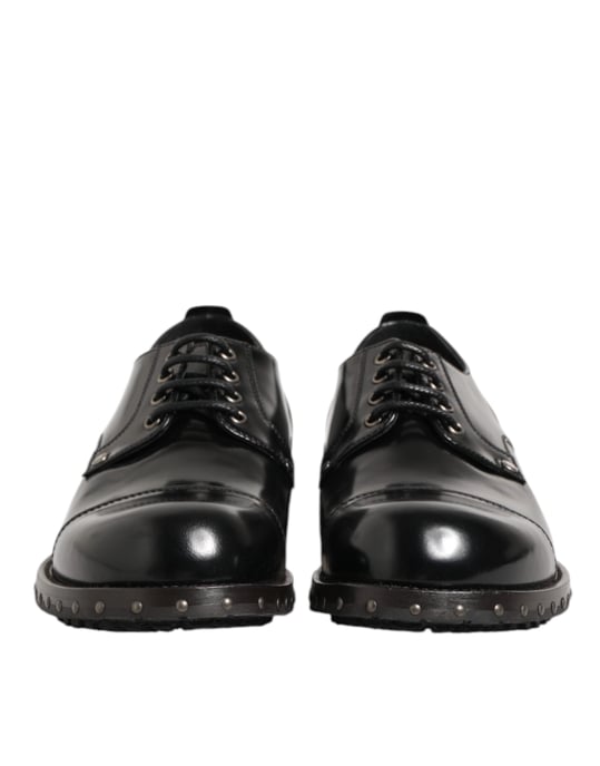 Zapatos Derby formales para hombre en cuero negro con tachuelas de Dolce & Gabbana. - Image 3